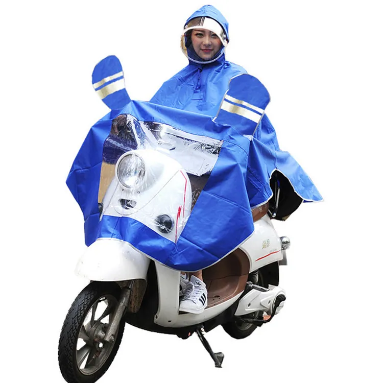 wholesale Add thick Oxford cloth electric car poncho raincoat LOGO custom safety luminous double brim raincoat, detail 3