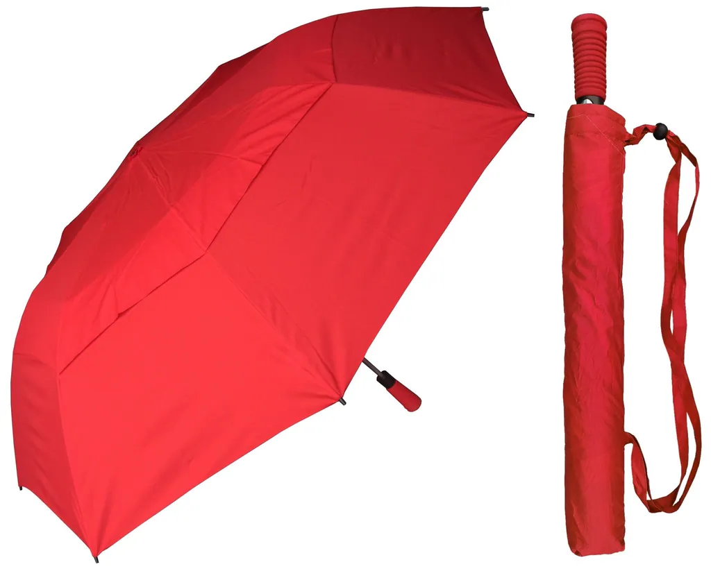 2 Fold Double Layer Canopy Golf Promotion Umbrella With Pouch, detail 2