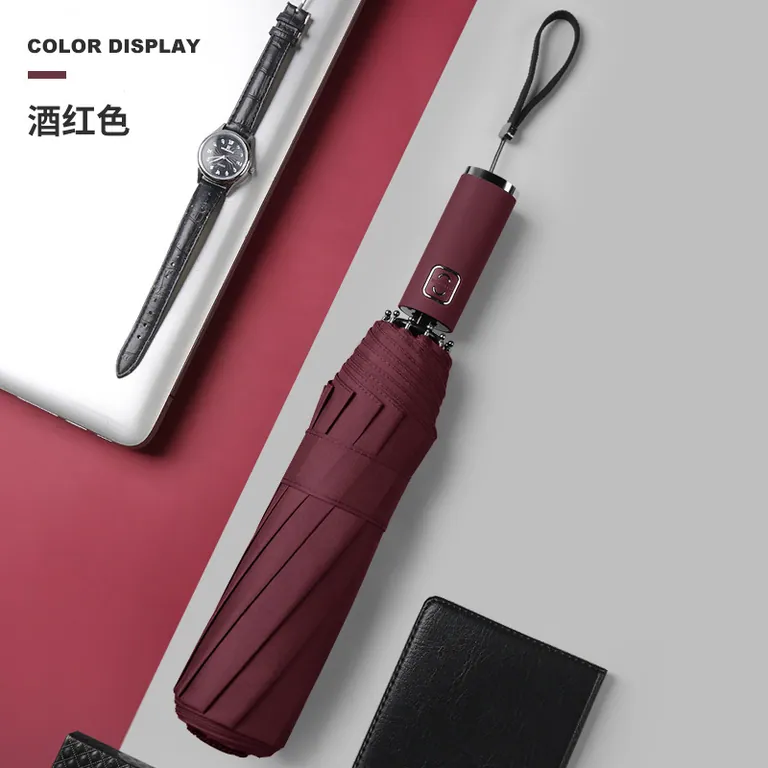 High quality Custom auto open 3 folding umbrella with logo print for promotion OEM factory,第 1 张图片