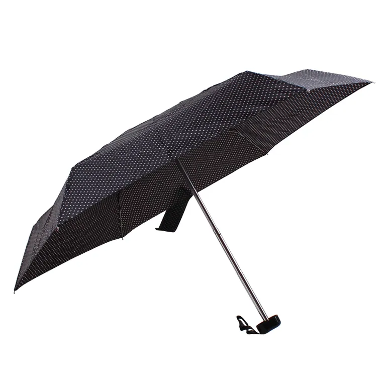 2019 Fashion Design Coffee Polka Dot Pattern Super Mini 5 Fold Umbrella Gift Set for Lady، صورة تفصيلية 1