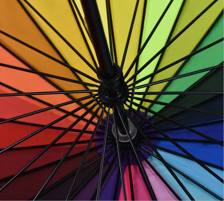 Rainbow colorful straight rainproof high quality golf umbrella, image 1