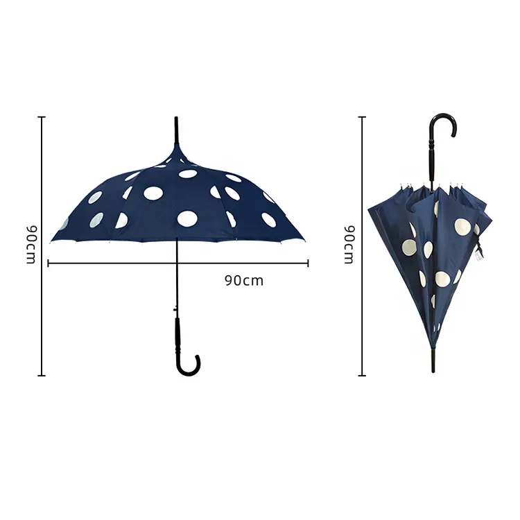 Wrapped Edge Dot Pagoda Umbrella for Ladies، صورة تفصيلية 2