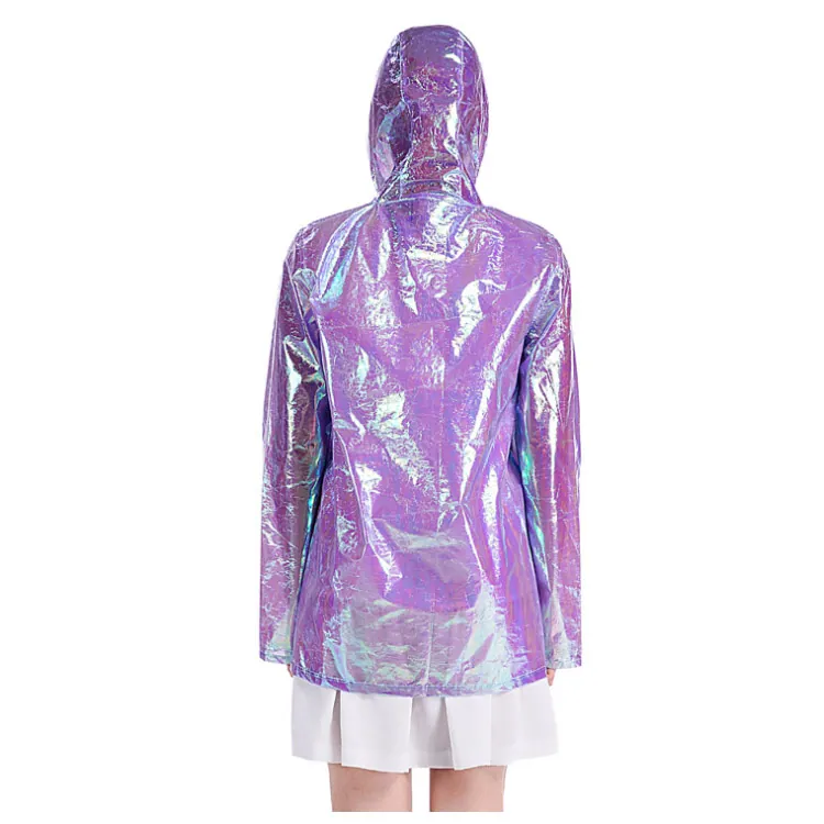 Wholesales fashion design metallic women holographic rain coat and color rain coat, Bild 1
