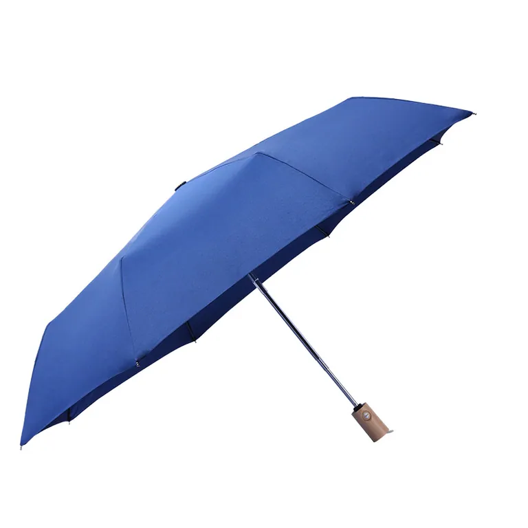 2020 Hot sale high quality custom pongee fabric 3fold umbrella promotional rain umbrella blue，第 1 张图片