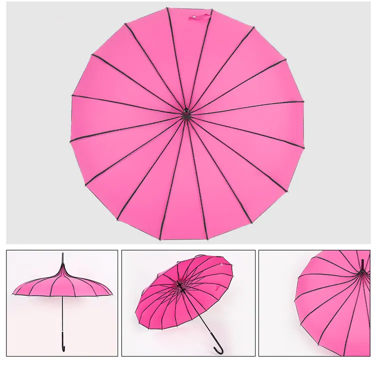 2022 New Design Luxury Pagoda 16 ribs Straight Princess Umbrella for Wedding, image 1
