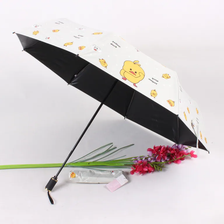 2020 Hot sale high quality custom pongee fabric 3fold umbrella promotional rain umbrella manual open，细节图 2