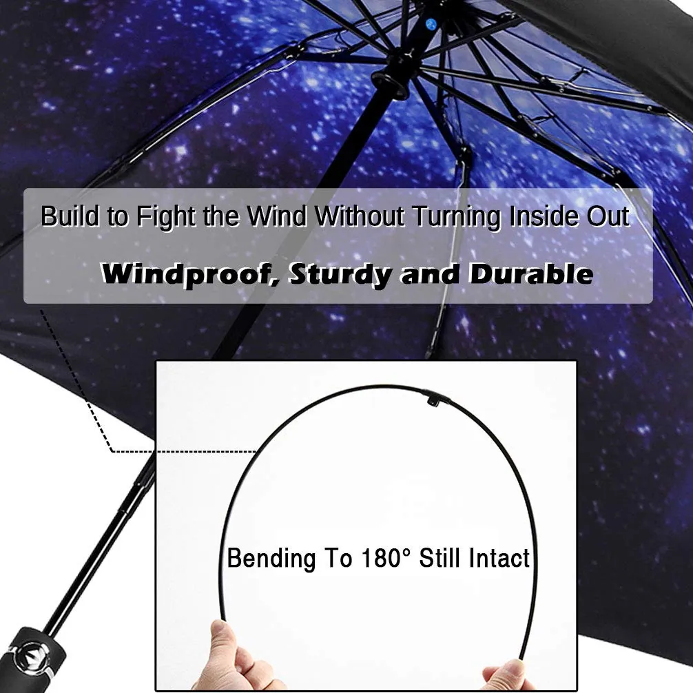Wholesale upside down windproof automatic 3 folding inverted reverse umbrella, detail 3