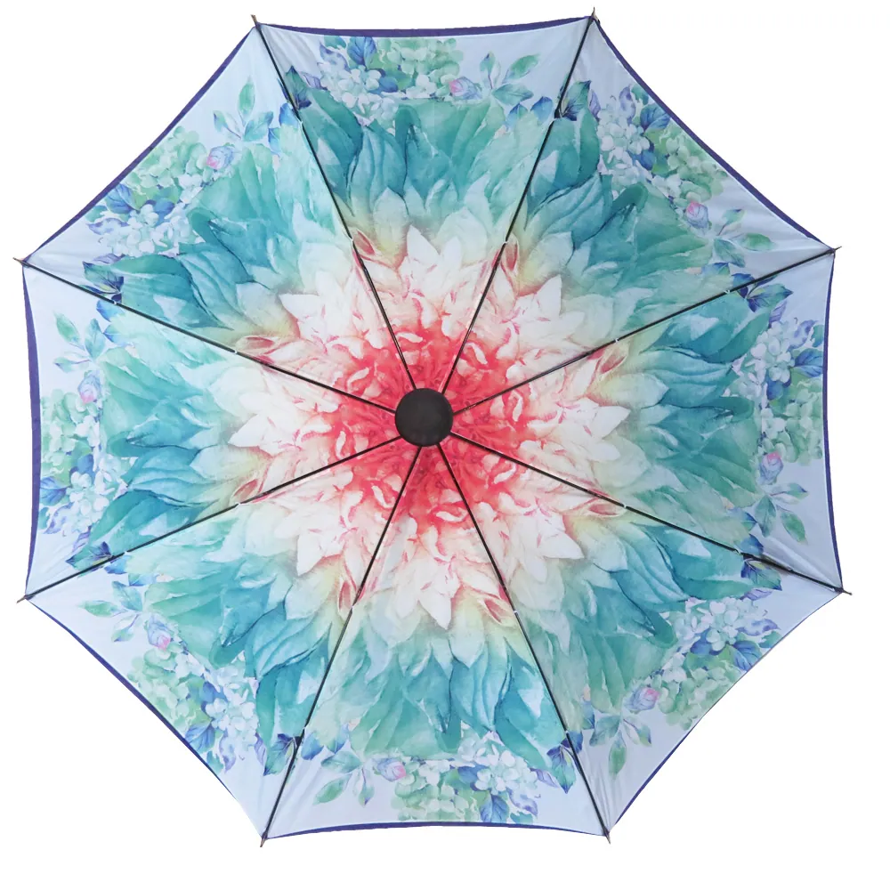 Double layer flower print high quality stick umbrella, detail 2