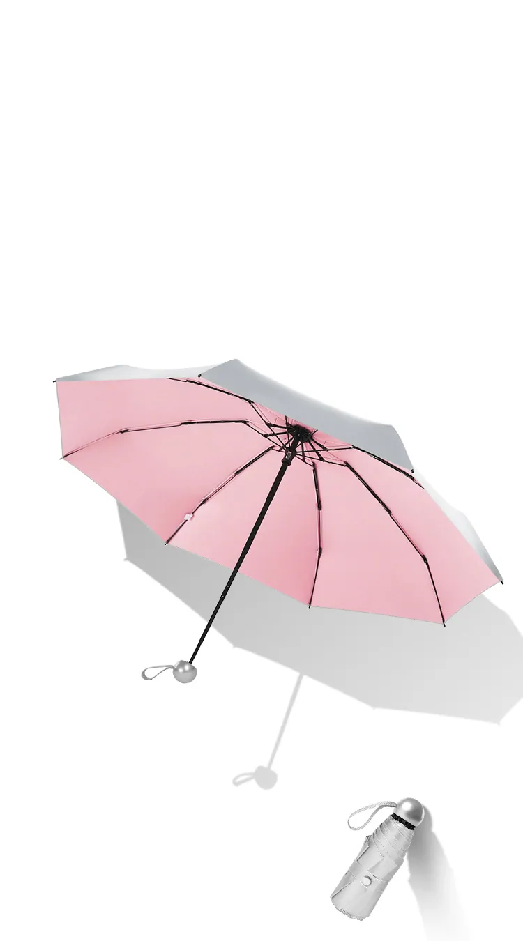 19inch*8K 5 Super Mini Titanium Silver Coated Good Sunproof Umbrella، صورة تفصيلية 6