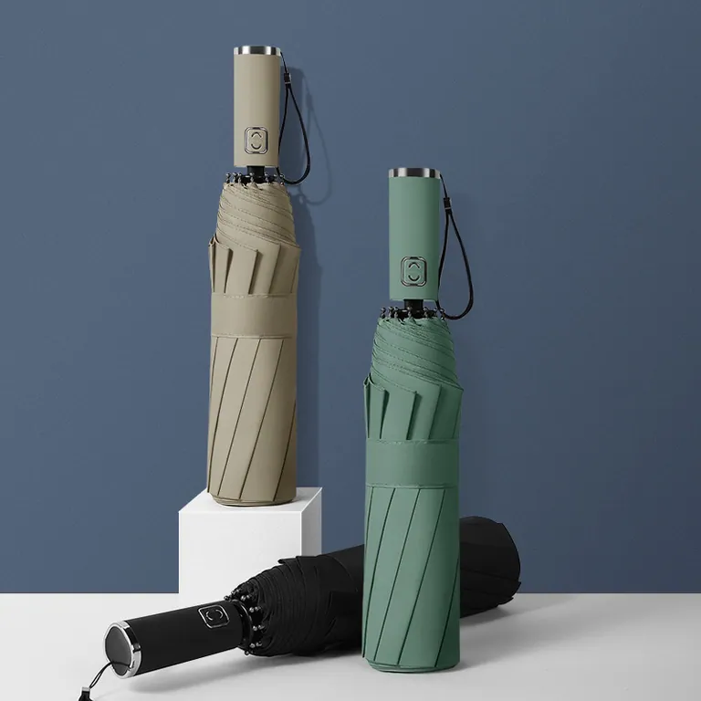 High quality Custom auto open 3 folding umbrella with logo print for promotion,细节图 3