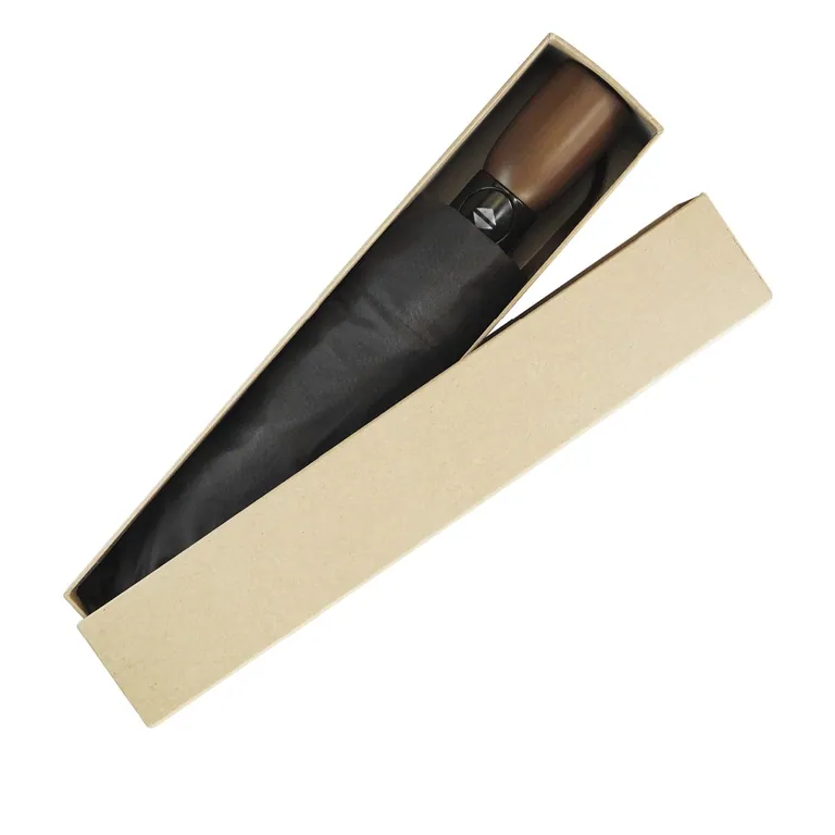 High Quality Paper Box Reflective Edge Wooden Handle Gift Fold Umbrella, image 1