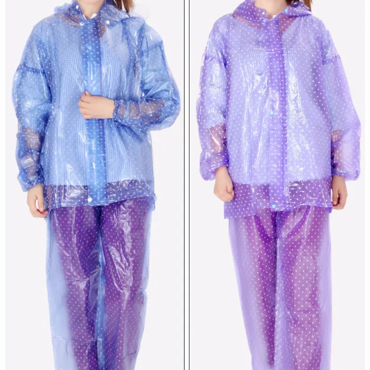 wholesale Transparent crystal raincoat raincoat polka colorful dot PVC adult men and women cycling hiking longcoats raincoat, detail 5