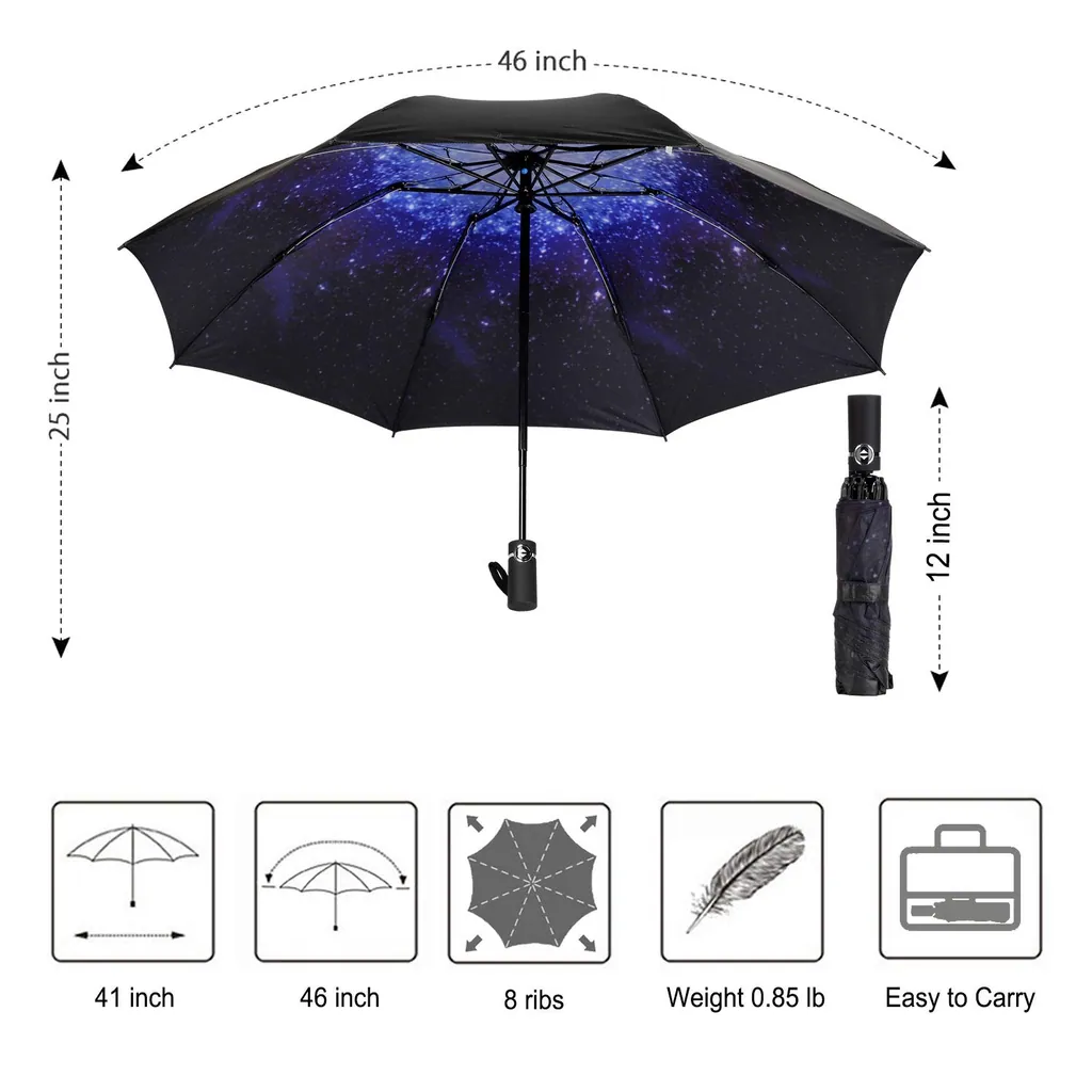 Wholesale upside down windproof automatic 3 folding inverted reverse umbrella, detail 4