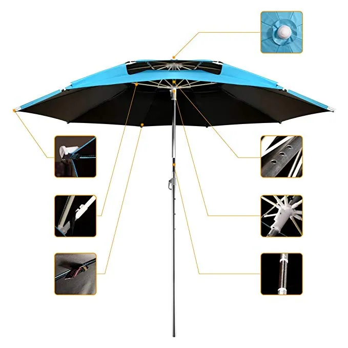 1.8m Outdoor Fishing Camping Folding Waterproof Sunscreen Umbrella Beach Rest Angling Universal Anti UV Sunshade Umbrella Awning، صورة تفصيلية 7