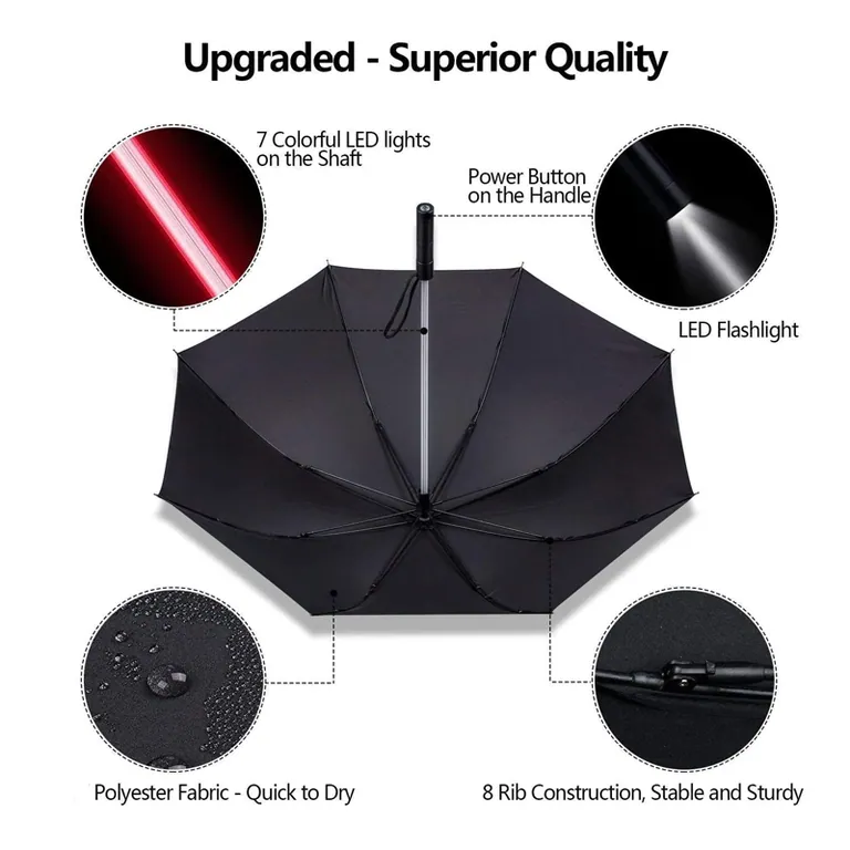 LED Umbrella with Light Torch، صورة تفصيلية 1