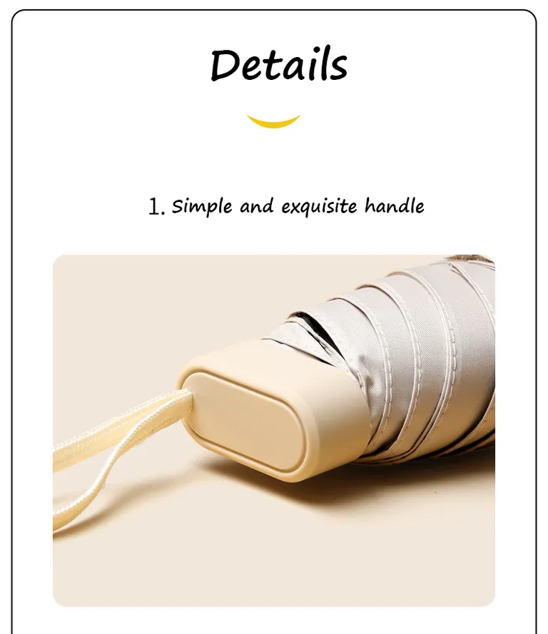Lotus 2022 Lady 6 Fold Mini UV Sunscreen Summber Umbrella With Case، صورة تفصيلية 5