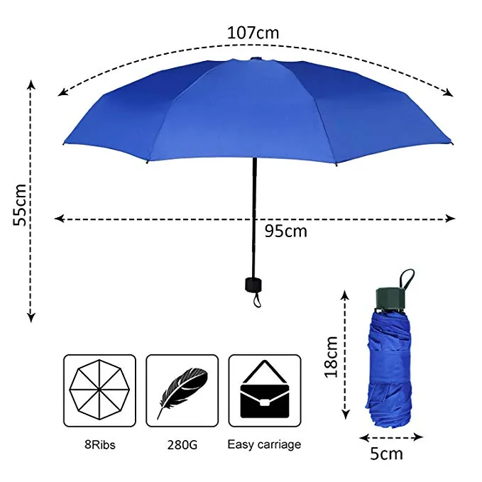 Top popular mini manual open windproof sunproof 3 folding umbrella,细节图 2