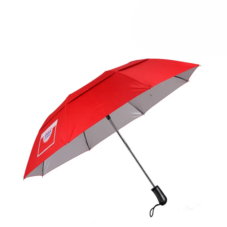 2 Fold Canopy Silver Coating Sunproof Full Auto Open Umbrella, detail 2