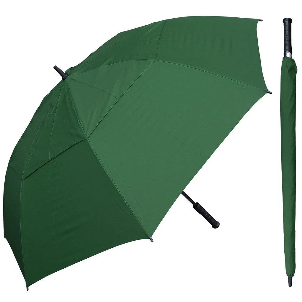 Double Layer Windproof Canopy Fiberglass Frame Soft Handle Golf Umbrella, detail 3