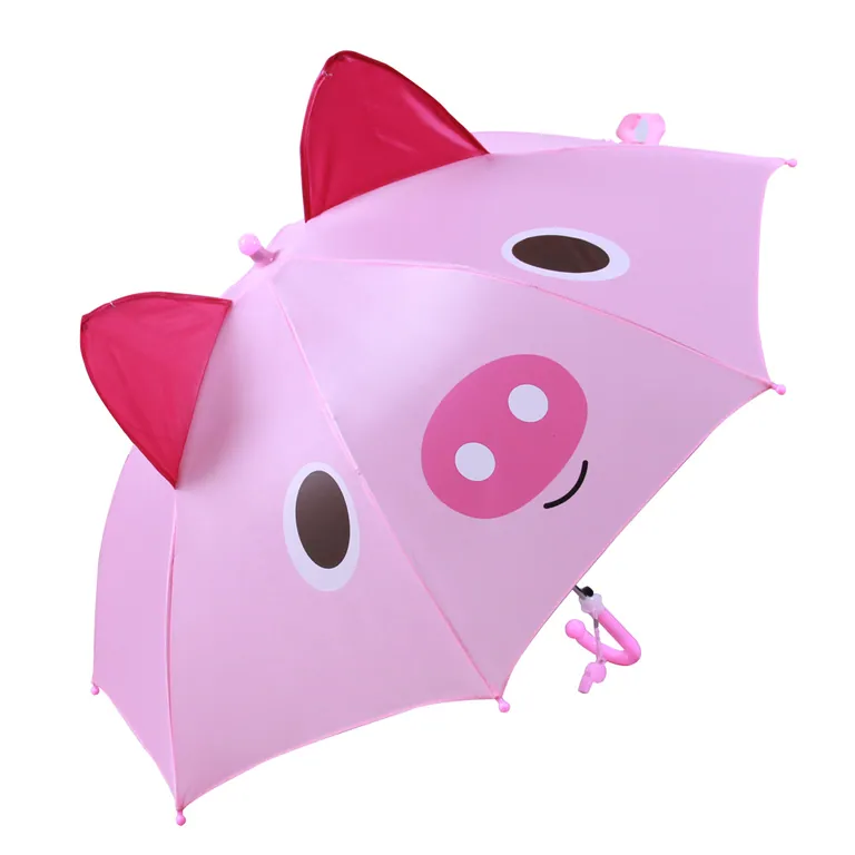 17’’*8k auto open zinc coated metal windproof kids straigh pink umbrella, image 1