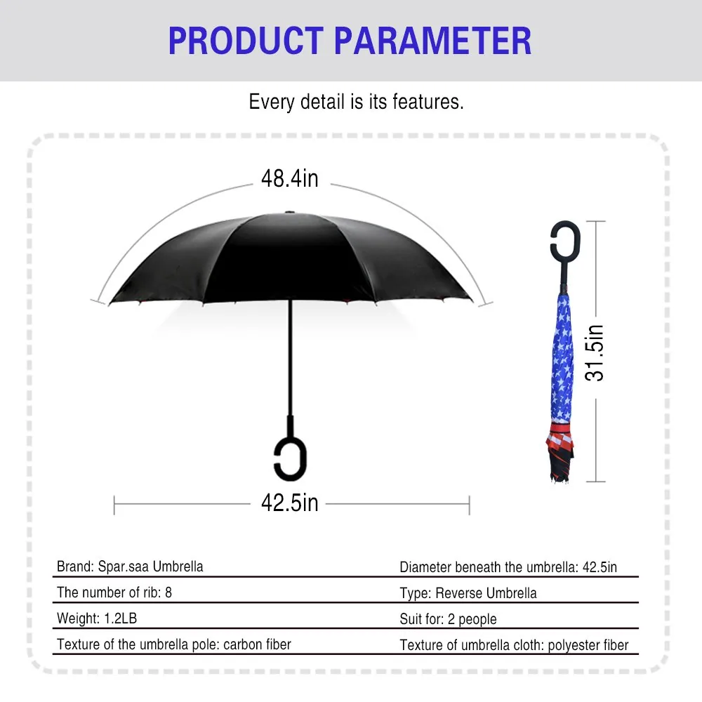 Ready stock umbrella windproof double layer Logo printed promotional custom reverse inverted umbrella, detail 4