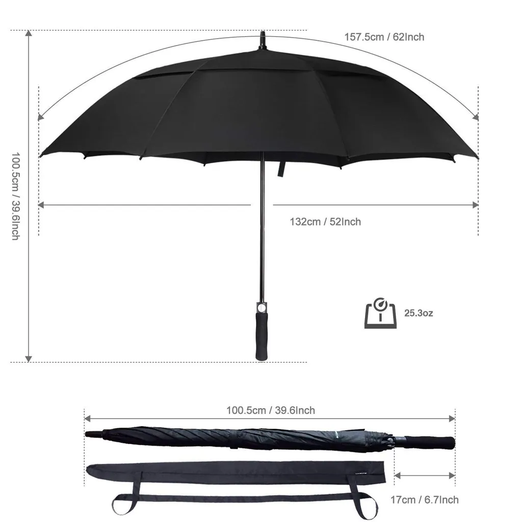 High Quality Double Canopy Umbrella Custom Print Full Body Umbrella Golf Umbrella With Logo Prints, detail 5