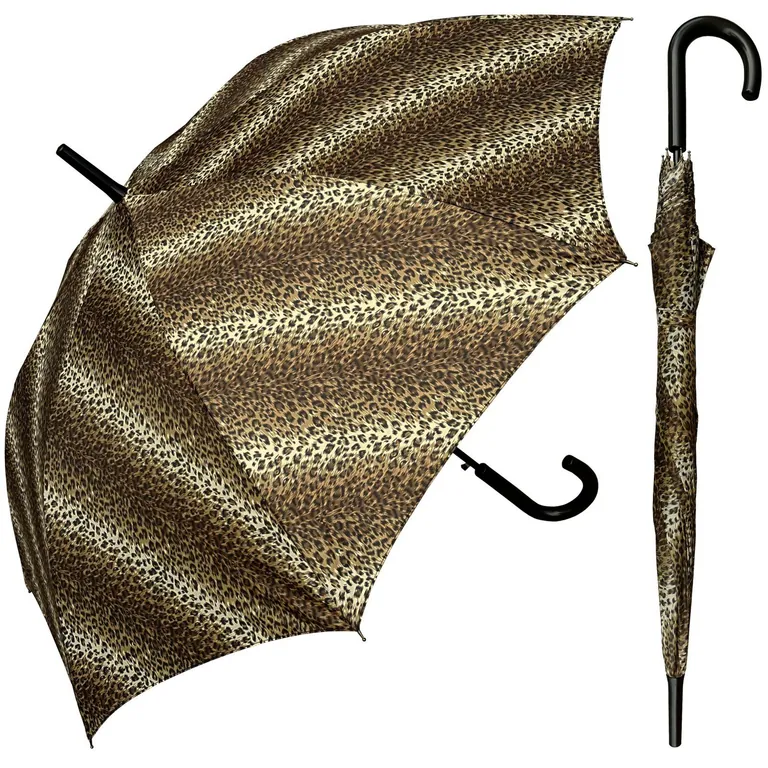 Leopard Print Satin Fabric Sunproof Advertising Straight Umbrella, image 1