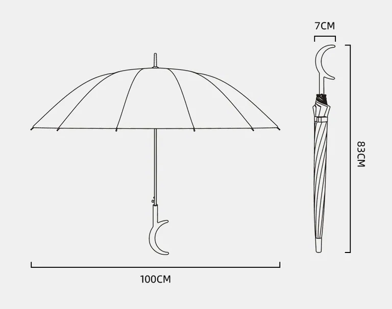 Disposable automatic colorful Moon Handle Straight POE transparent Clear Umbrella,细节图 5
