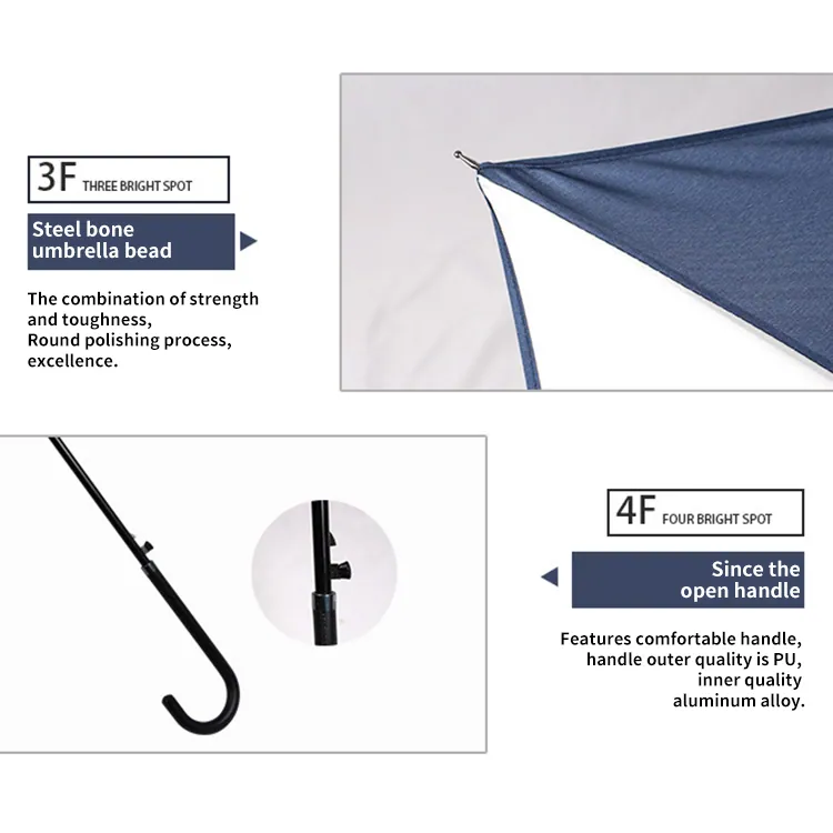 Magnolia Flower Hook Handle Umbrella، صورة تفصيلية 7