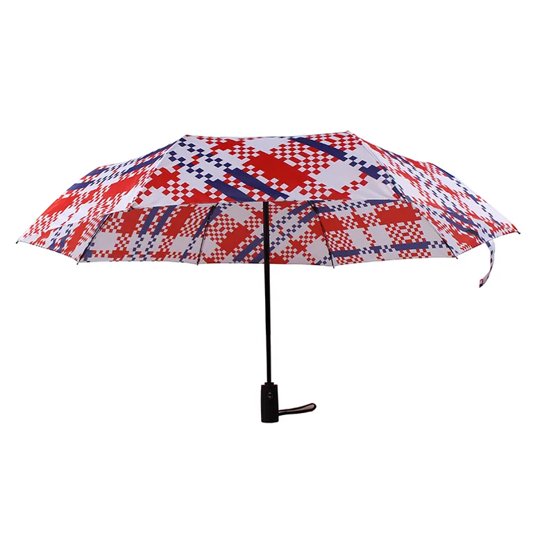 21Inch Chinese Style Woven Red And Blue Print Design Full Open High Quality Fold Umbrella, detail 1
