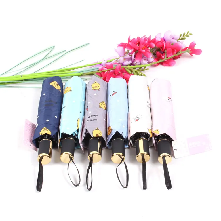 2020 Hot sale high quality custom pongee fabric 3fold umbrella promotional rain umbrella manual open，细节图 1