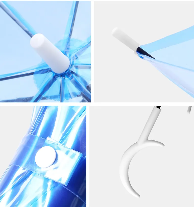 Cheapest Disposable automatic colorful Moon Handle Straight POE transparent Clear Umbrella,细节图 4