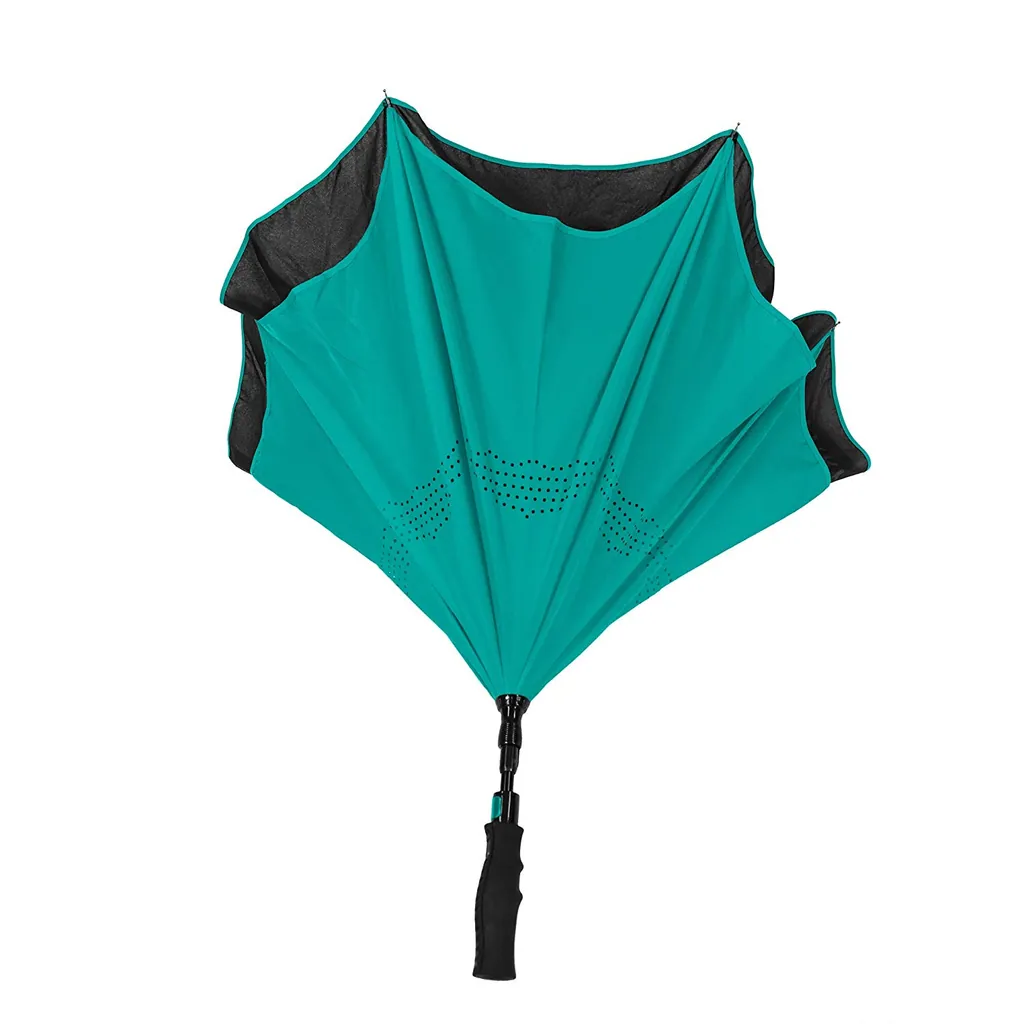 Wholesale double canopy inverted umbrella reverse car umbrella with long easy gripped handle,细节图 2