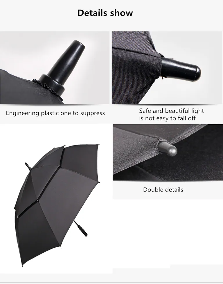 750cm * 8k Double Layer Canopy Vent Windproof Fiberglass Frame Golf Umbrella, detail 3
