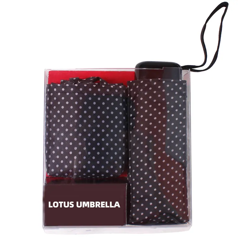 New Items from Shaoxing Factory Polka Dot Pattern Super Mini 5 Fold Umbrella Gift Set with Bag,第 1 张图片