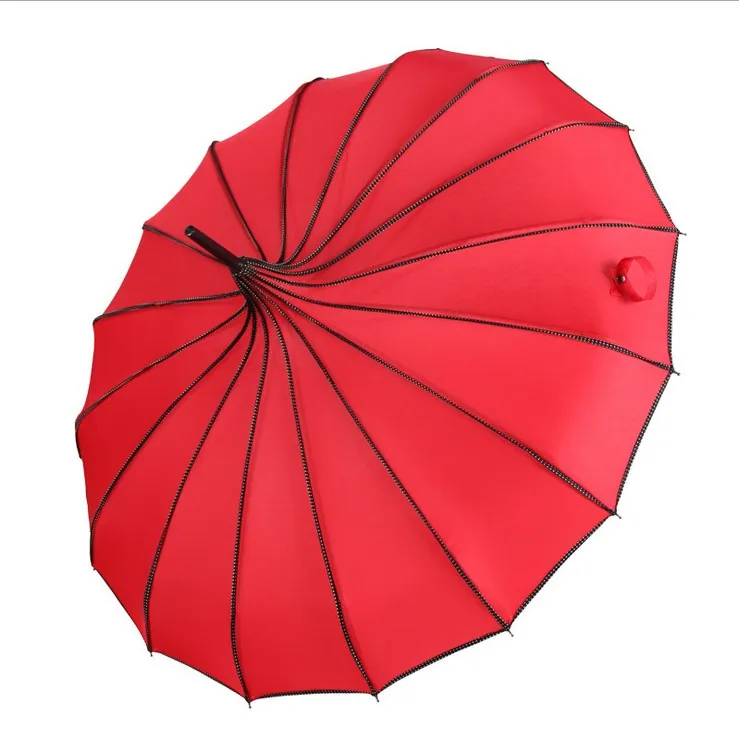 New Arrival Large Long Handle 16k Auto Open Classical Tower Pagoda Umbrella, detail 3