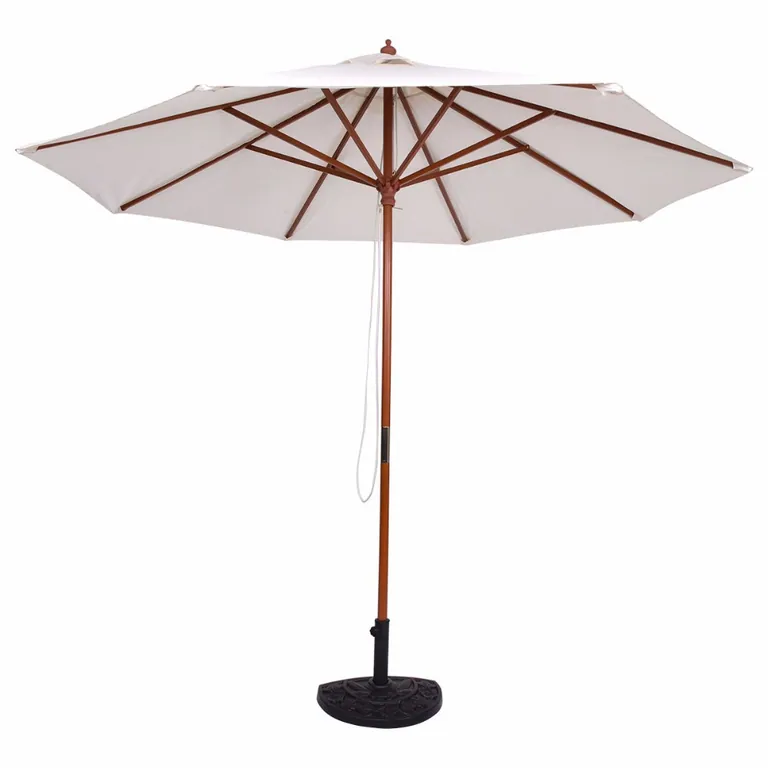 9ft Adjustable Wooden Garden Umbrella، الصورة 1