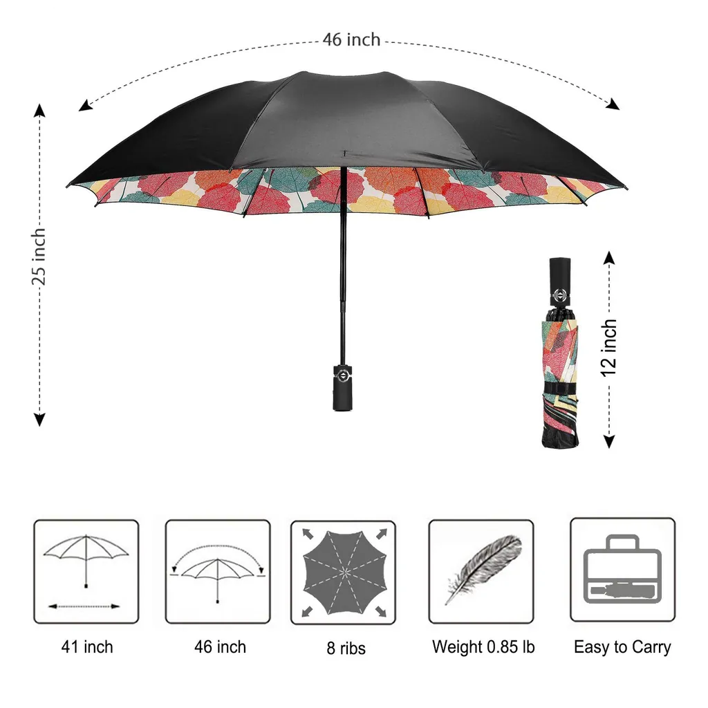 Factory Fast Ship Cheap Fullover Print Inside 46inch WINDPROOF Auto Open Close Reverse Folding Umbrella, detail 4