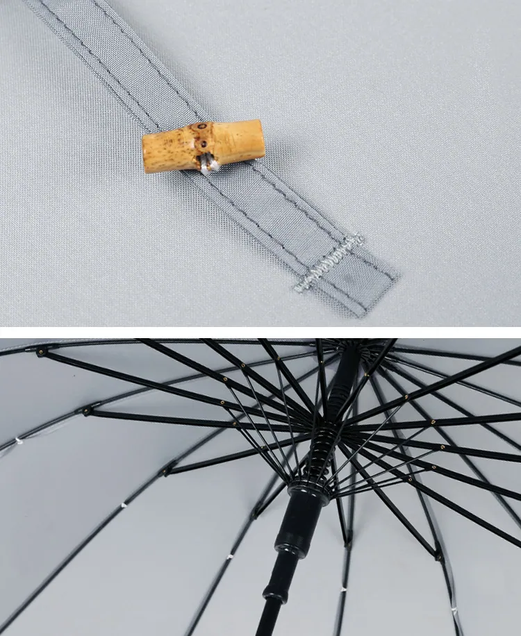 High Quality Windproof Umbrella with Bamboo Handle Umbrella Custom Logo Design Print Umbrella, detalle 5