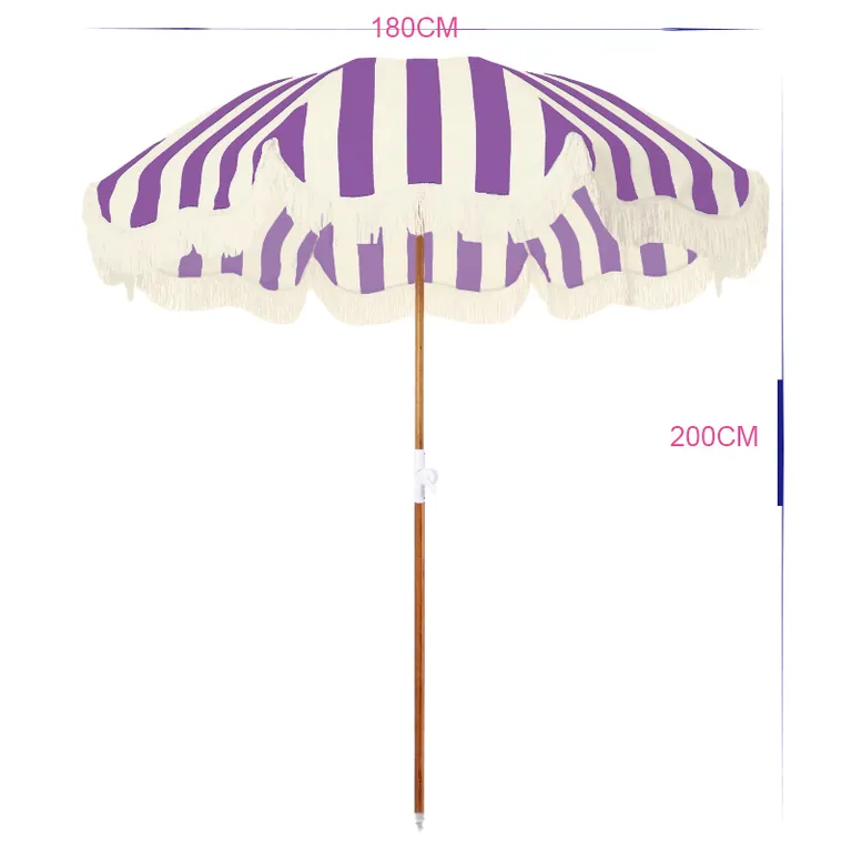 Wooden Pole Beach Umbrella with Logo Printing, detalle 1