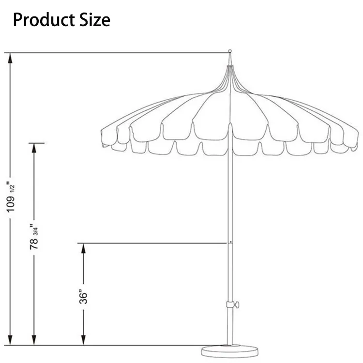 LOTUS Customized 1.8m Outdoor Pagoda Tassels Beach Cafe Large Umbrella Parasols for Beach، صورة تفصيلية 5