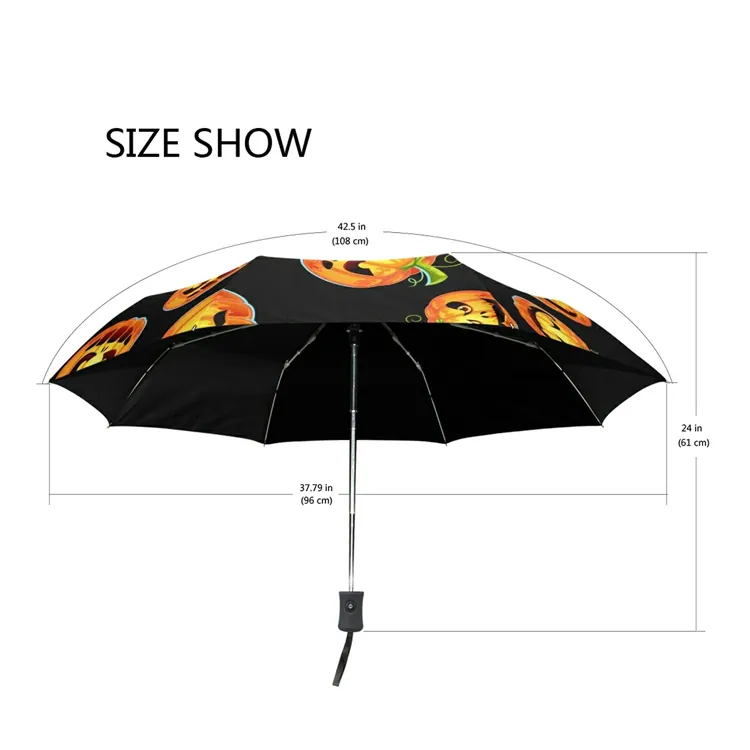 UV Protection Pumpkin Umbrella with Halloween Printing,细节图 2