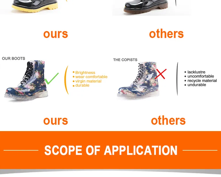 newest design Waterproof beautiful cartoon print Rubber Rain Boots، صورة تفصيلية 7