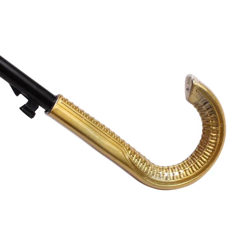 21inch 16k satin stick waterproof plastic golden curved handle umbrella, detail 3
