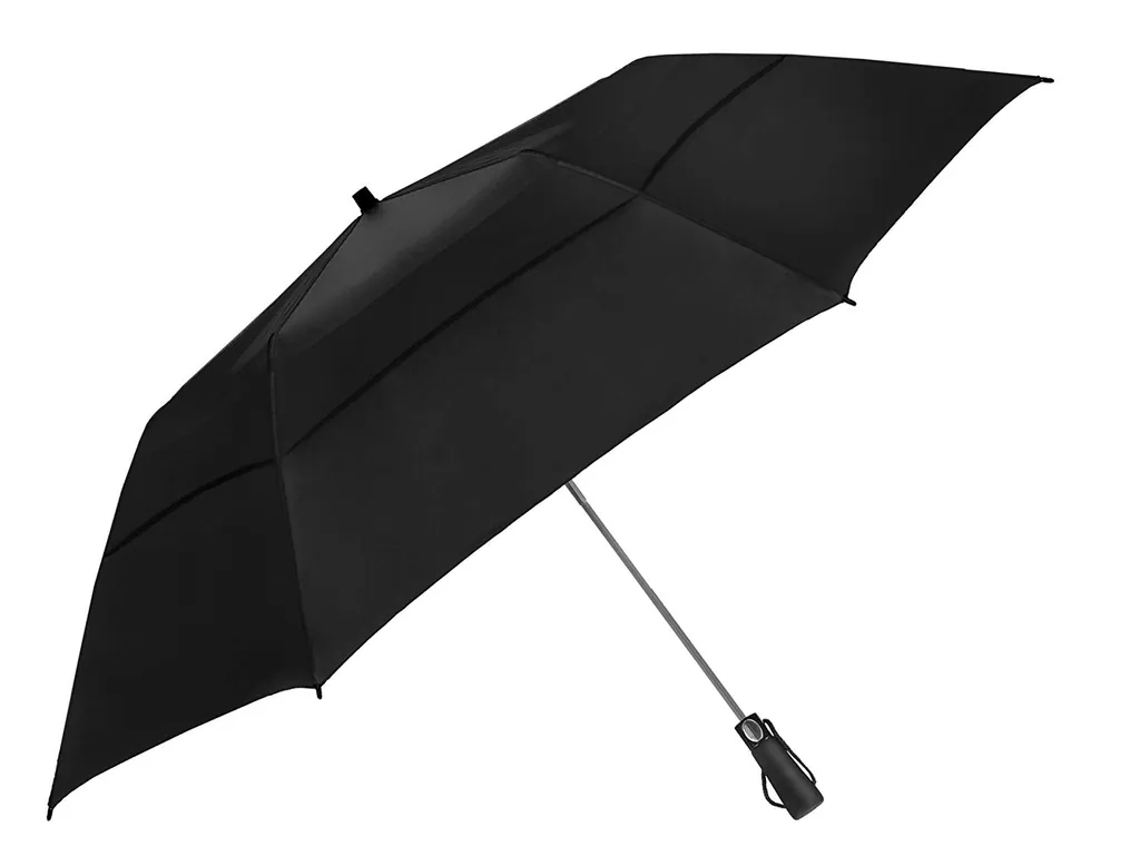Custom Logo Prints Foldable Auto Open 58Inch Double Canopy Strong Windproof 2 Folds Golf Umbrella, detail 5