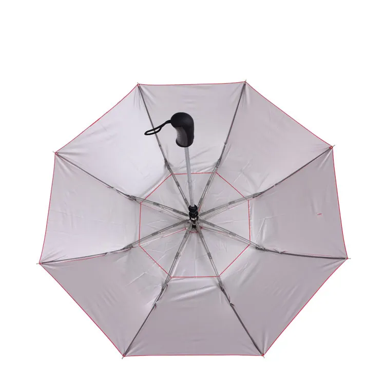 2 Fold Canopy Silver Coating Sunproof Full Auto Open Umbrella, detail 4
