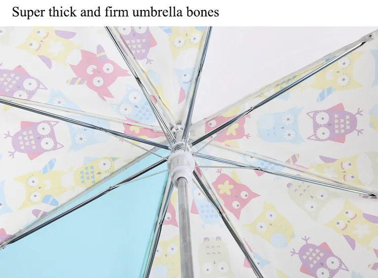 Lotus Nordic Style Cute Owl Cartoon Reflective Sunshade Automatic Children's Umbrella in Rainy Day، صورة تفصيلية 3