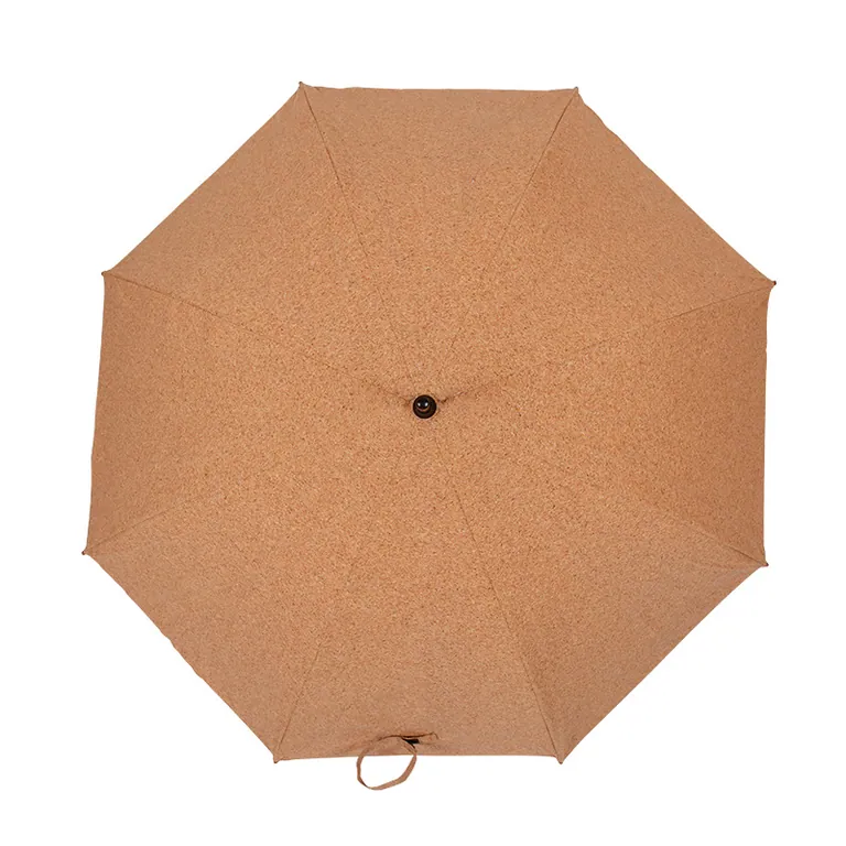 Lotus 2022 Cork Retro Wood Stick Straight Automatic Umbrella، صورة تفصيلية 5