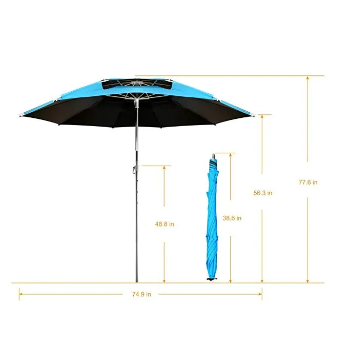 1.8m Outdoor Fishing Camping Folding Waterproof Sunscreen Umbrella Beach Rest Angling Universal Anti UV Sunshade Umbrella Awning، صورة تفصيلية 4