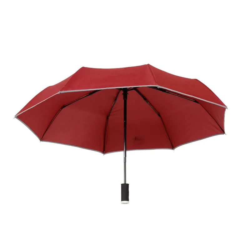 High quality business gift creative LED auto open and close folding flashlight rain umbrella, detail 1